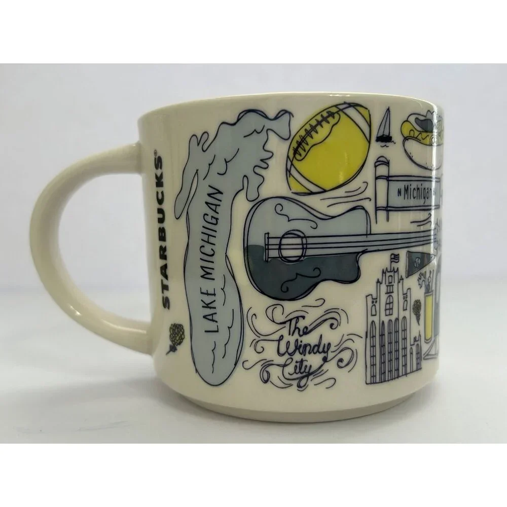 Starbucks CHICAGO Been There Series Coffee Mug Lake Michigan Windy City Pizza - Picture 3 of 6